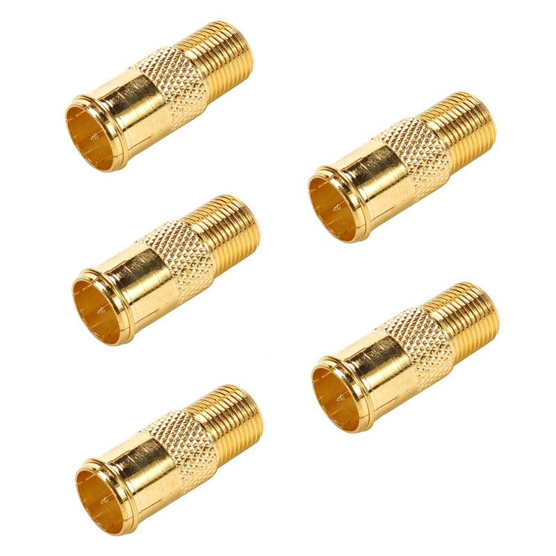 TLS.eagle RG6 Compression F Type Connector Quick Push on Coax Cable Adapter Gold Plated Pack of 5 - Image 1
